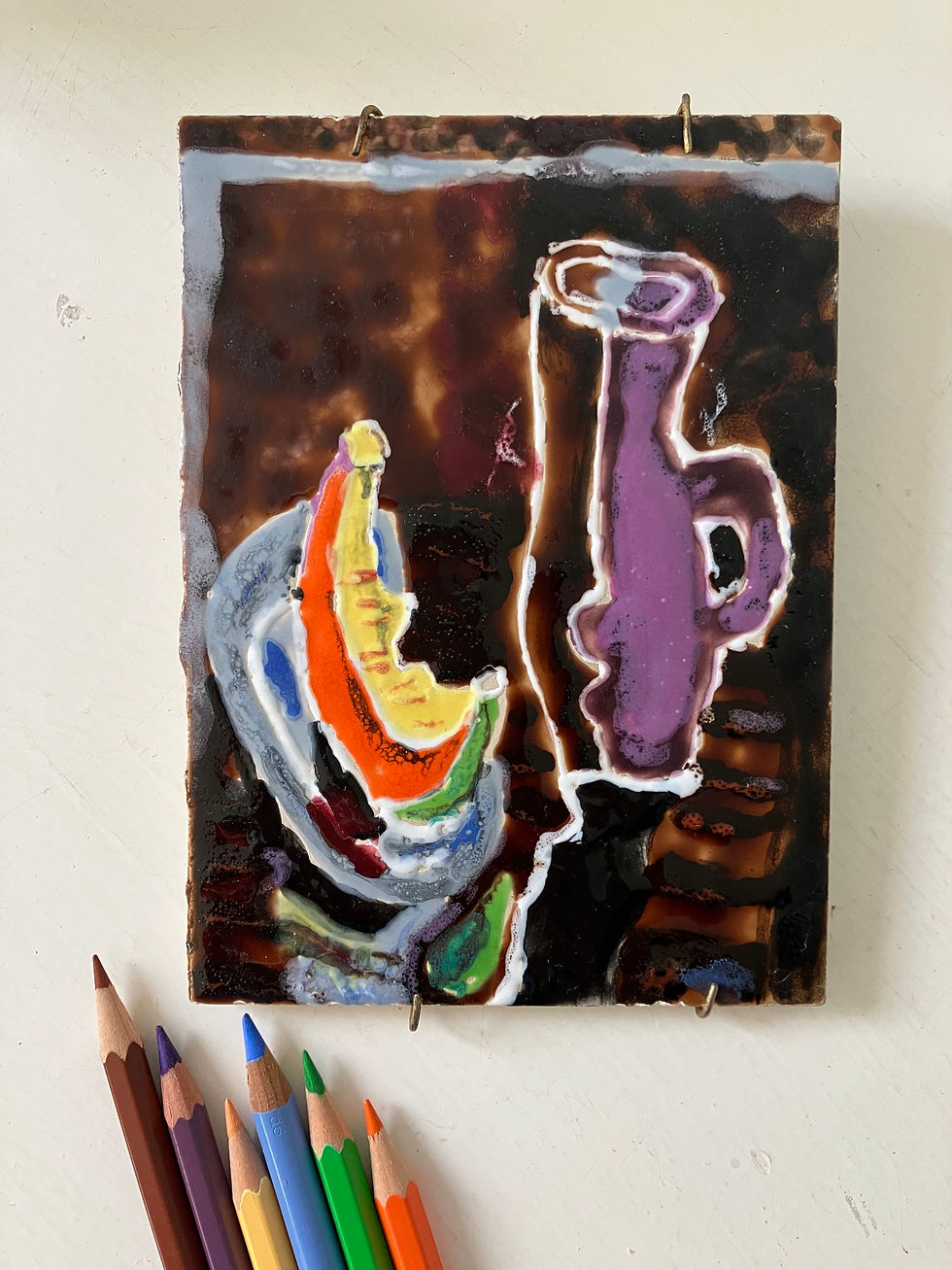 Thumbnail: Hand Painted & Glazed Still Life Tile