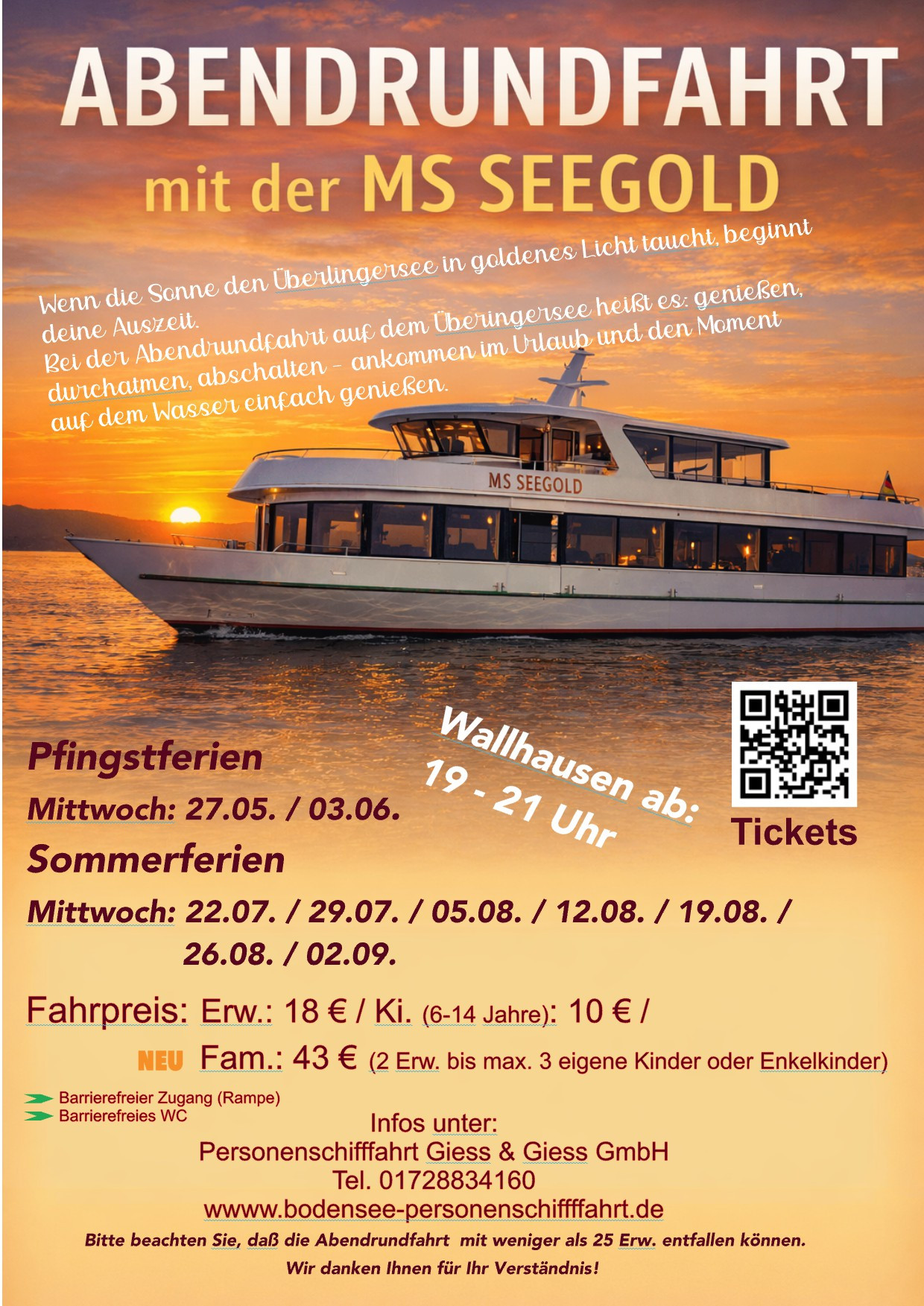 Abendrundfahrt MS SEEGOLD 22.07.26
