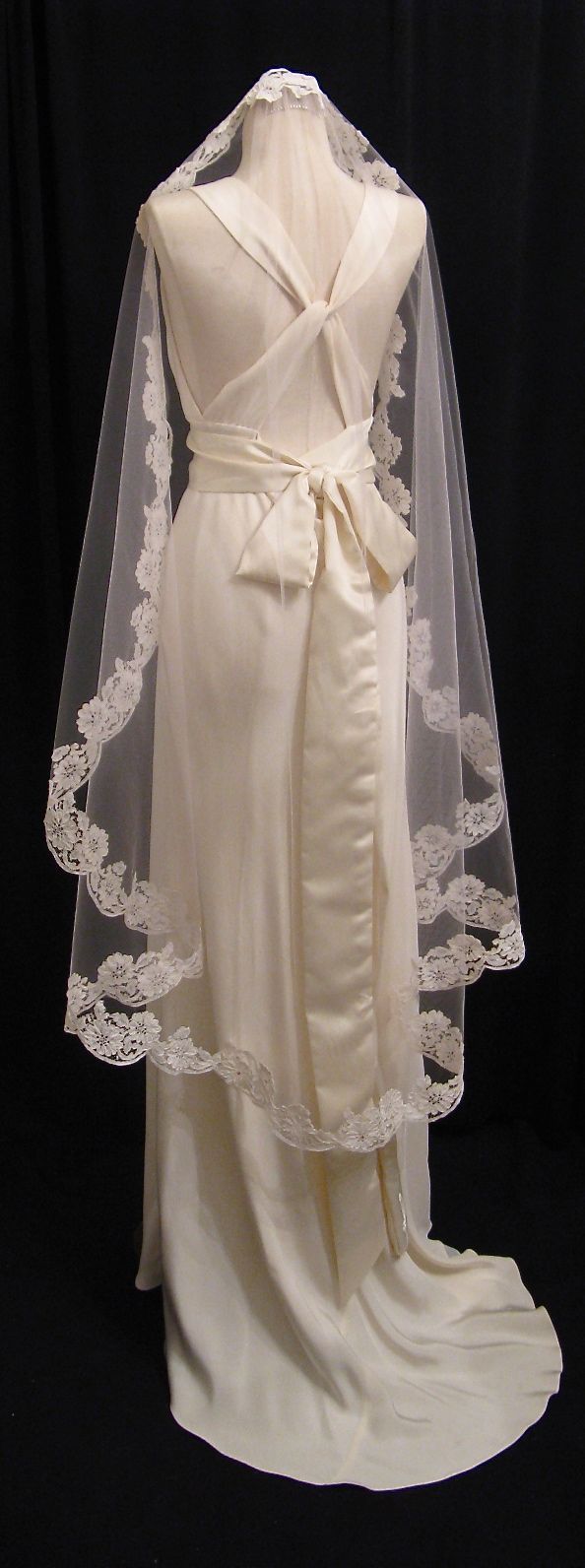 Blush Pink Veil With Ivory Lace