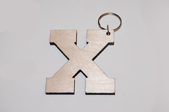 Natural wood color X keychain