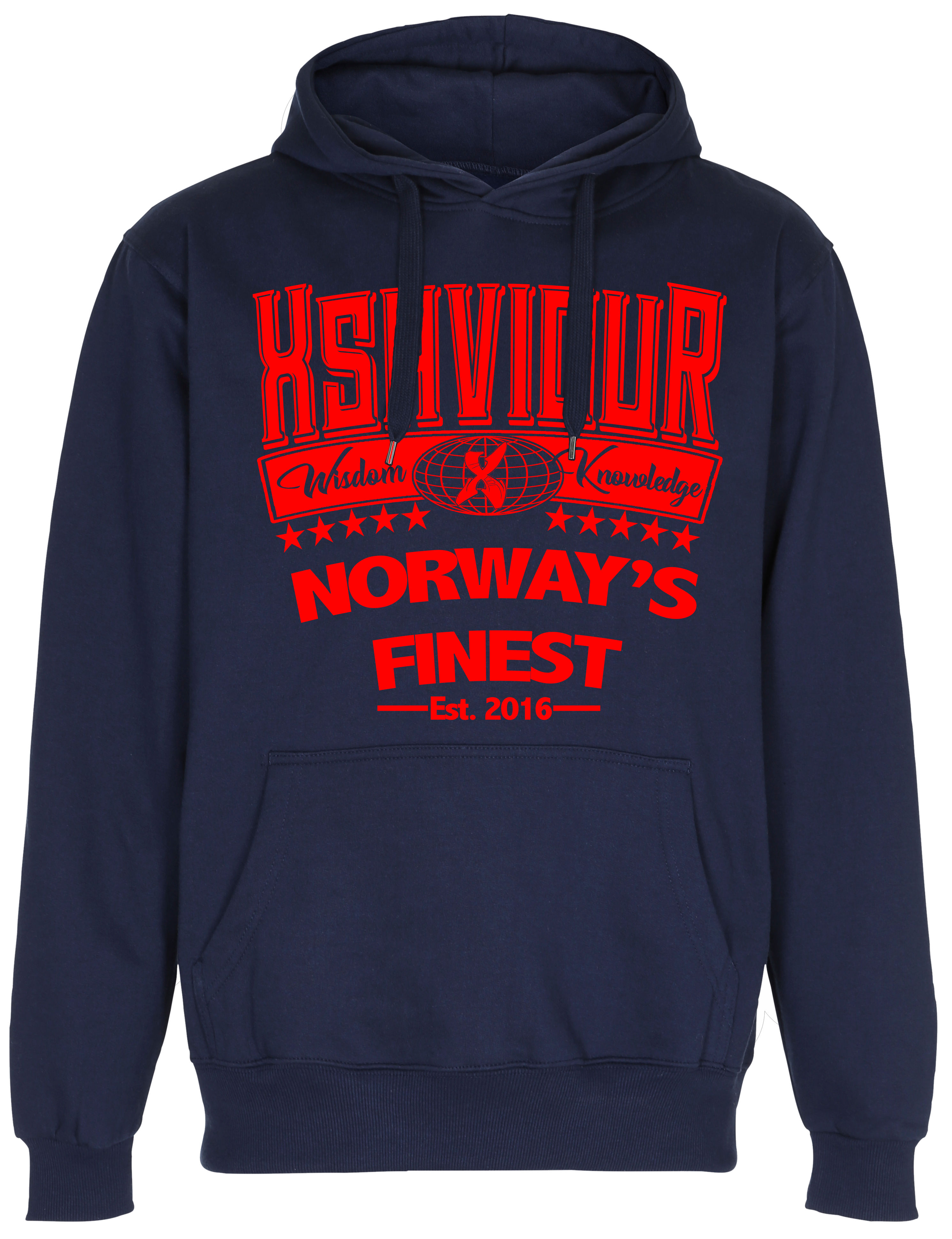 Xsaviour Red on Navy Blue Wisdom Knowledge Hoodie