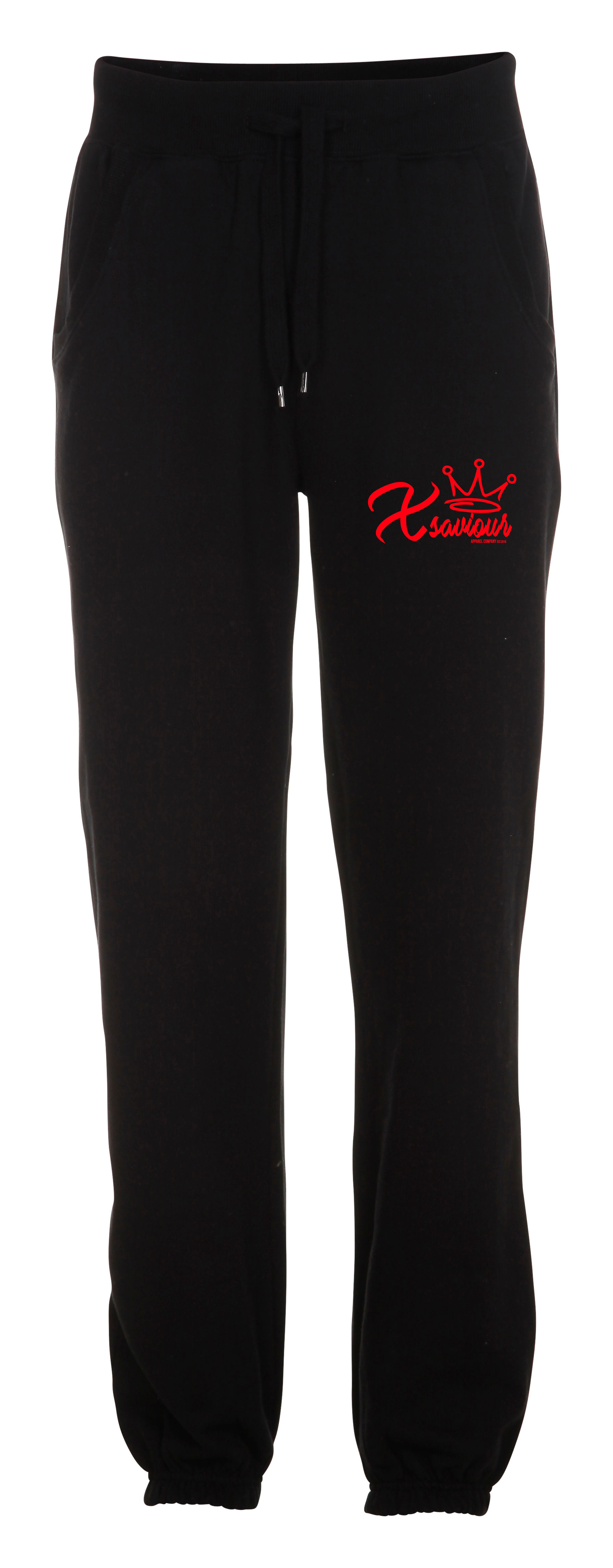 Xsaviour Apparel Script Crown Design Pants Red on Blk