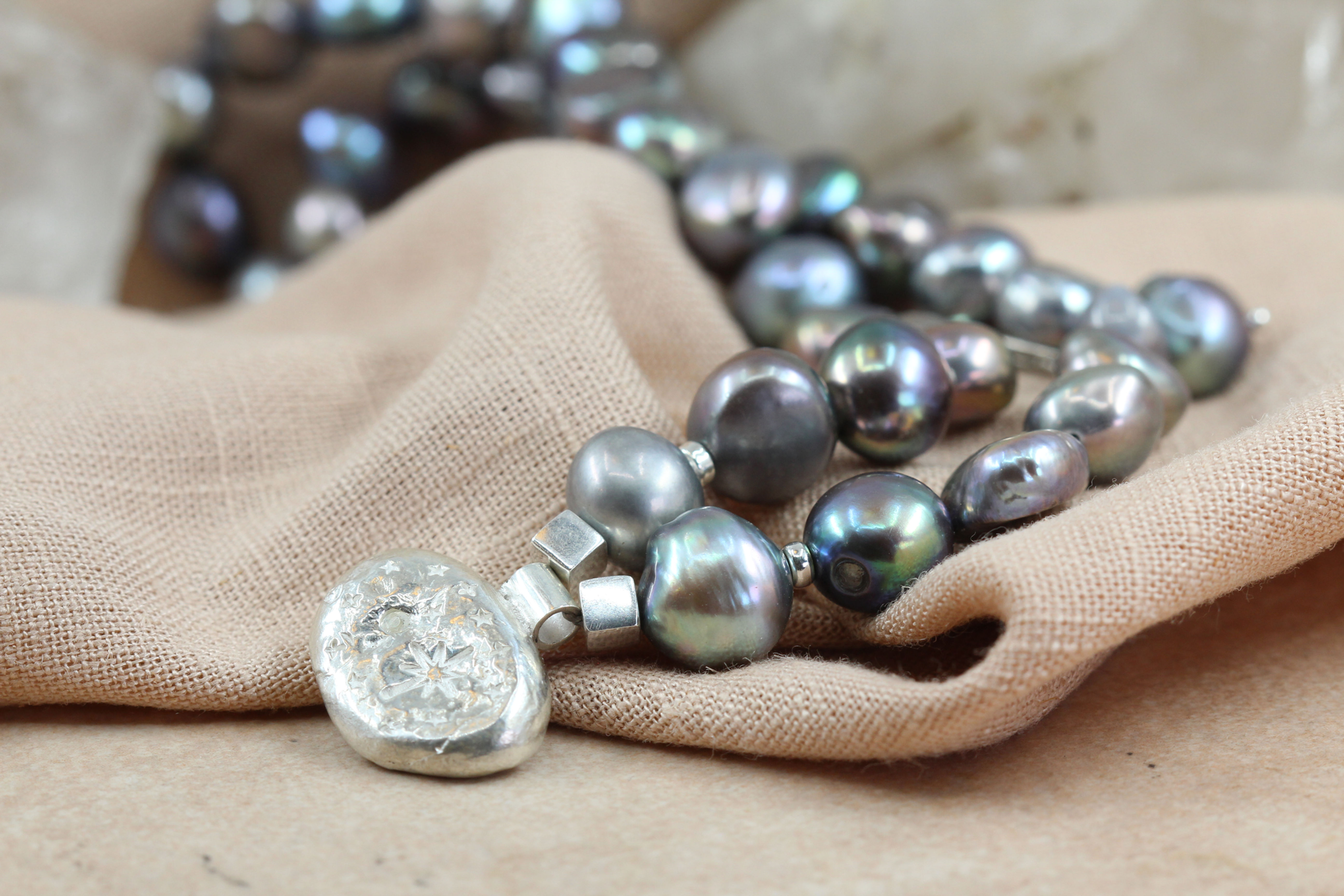 Polaris Rune Necklace | Sterling Silver Pearl Statement Necklace UK