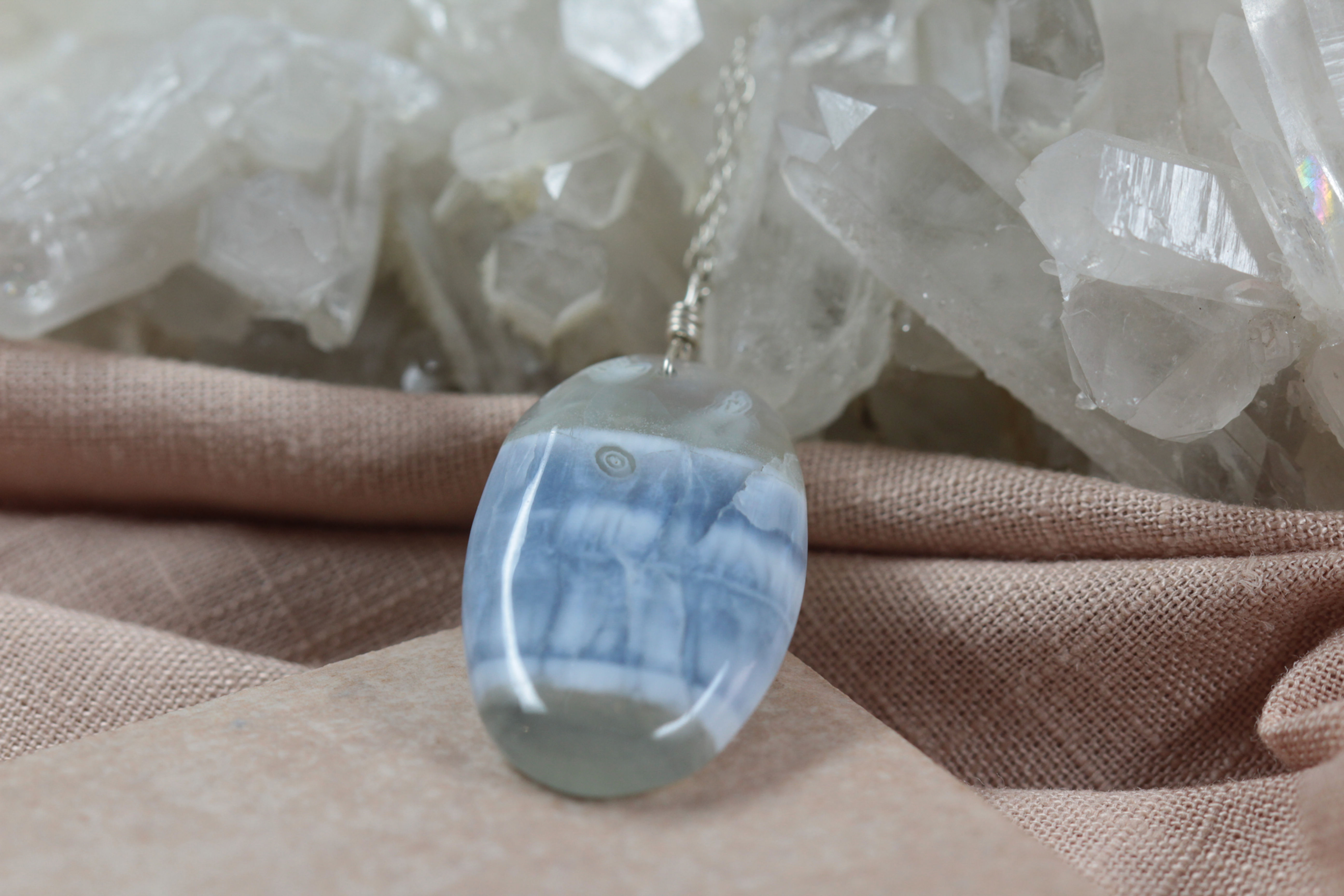 Blue Banded Agate - Gemstone Candy Pendant