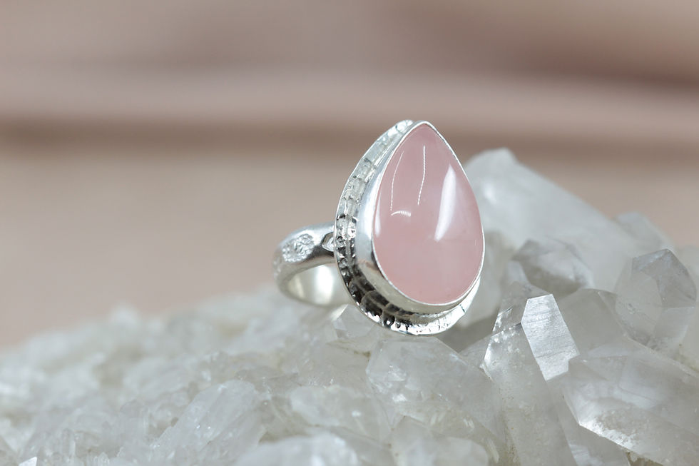 Thumbnail: Rose Quartz Gemstone Candy Ring – Sterling Silver Statement Ring