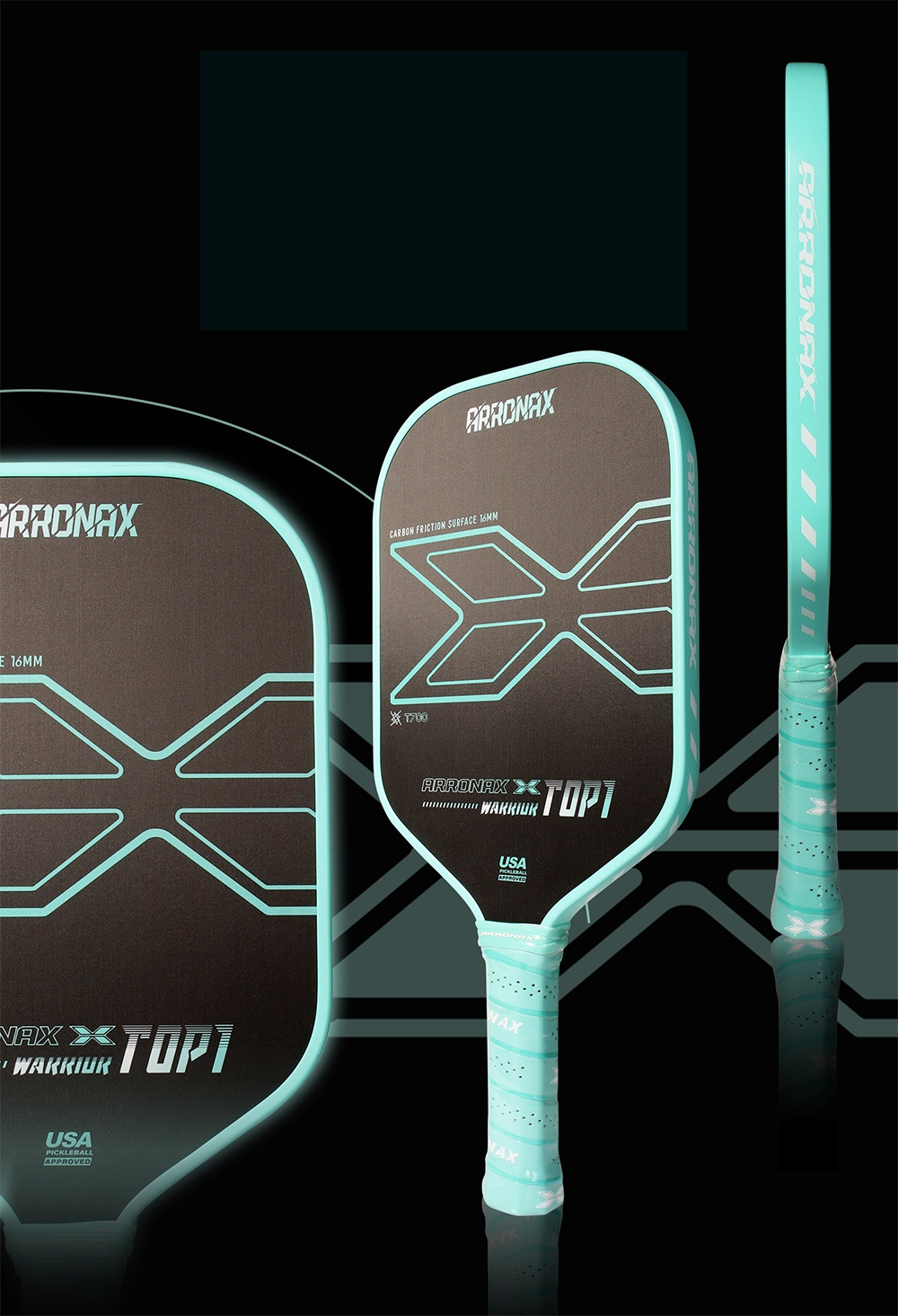 Arronax Warrior X Top 1 Pickleball Balanced Paddle (16mm) — Light Green