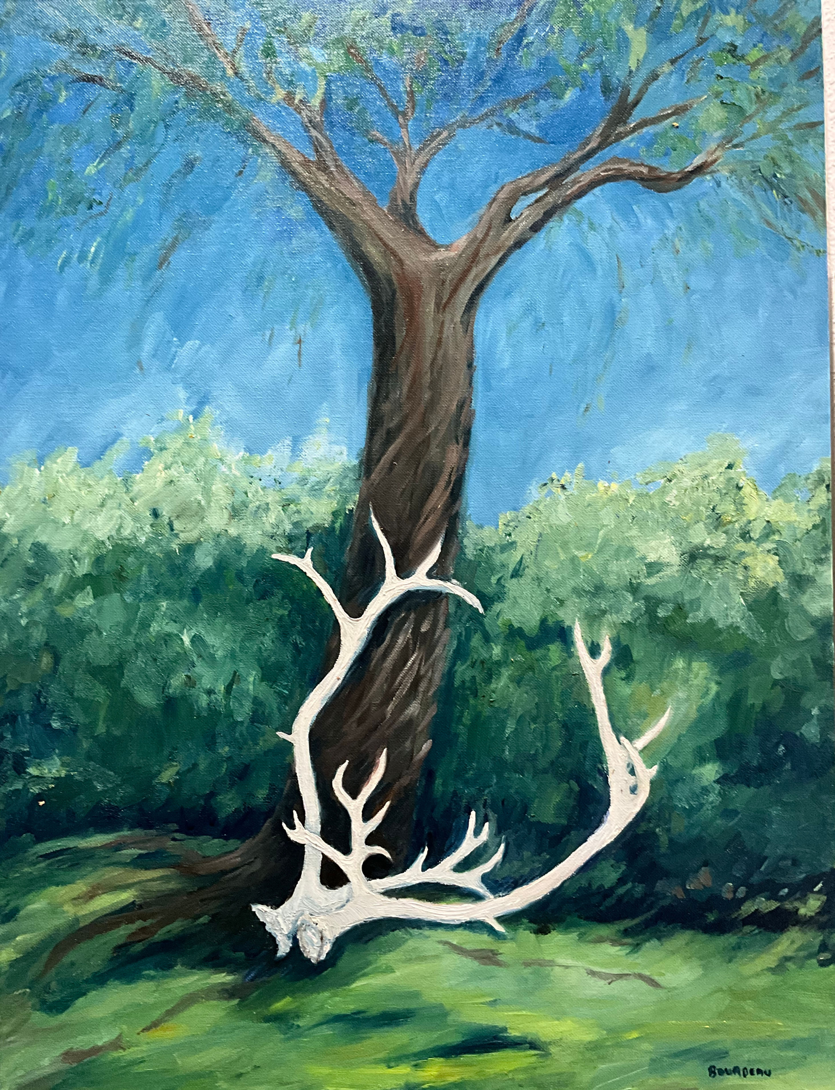 Caribou Sheds (24x18” acrylic on canvas board)