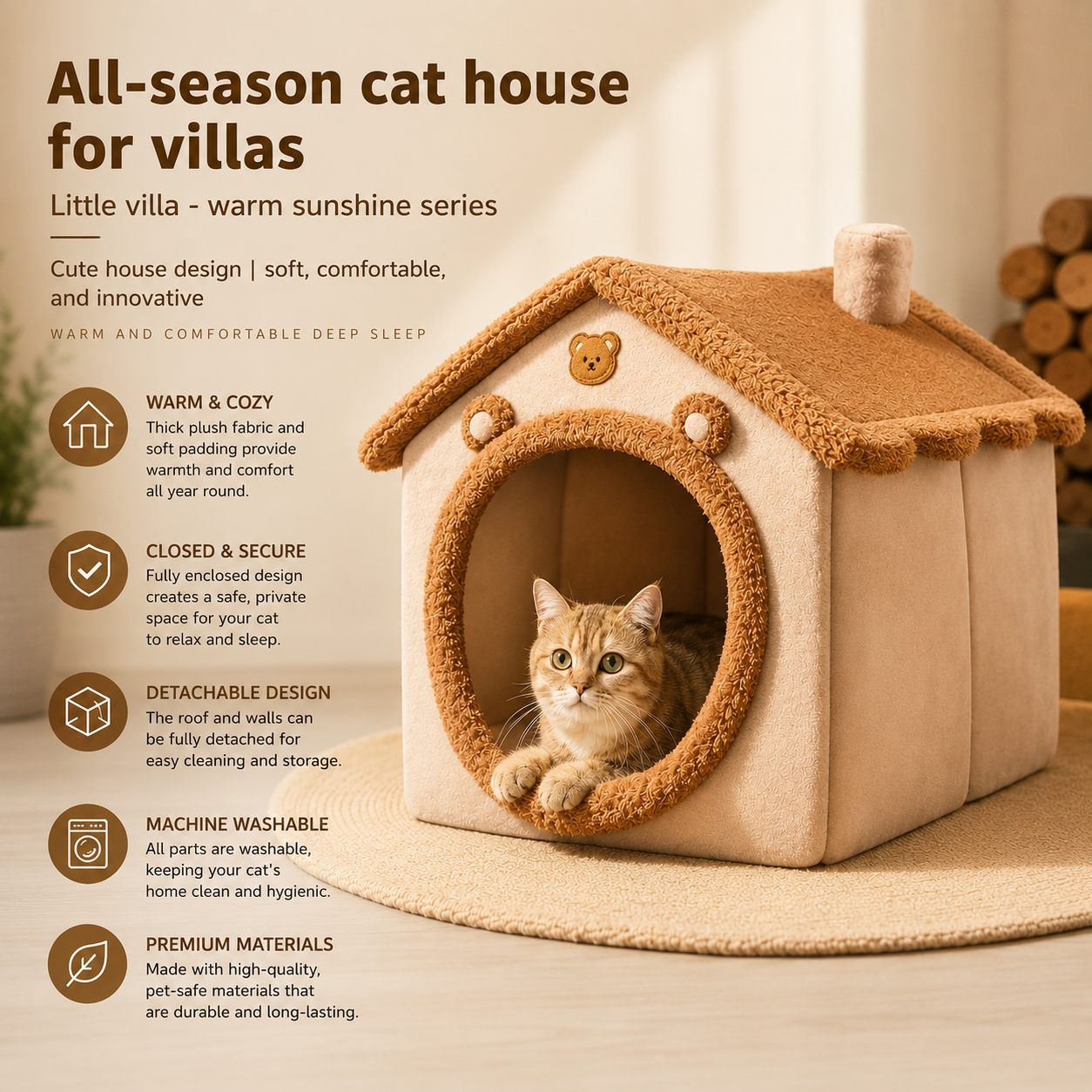Fully Detachable And Washable Closed Warm Pet House
