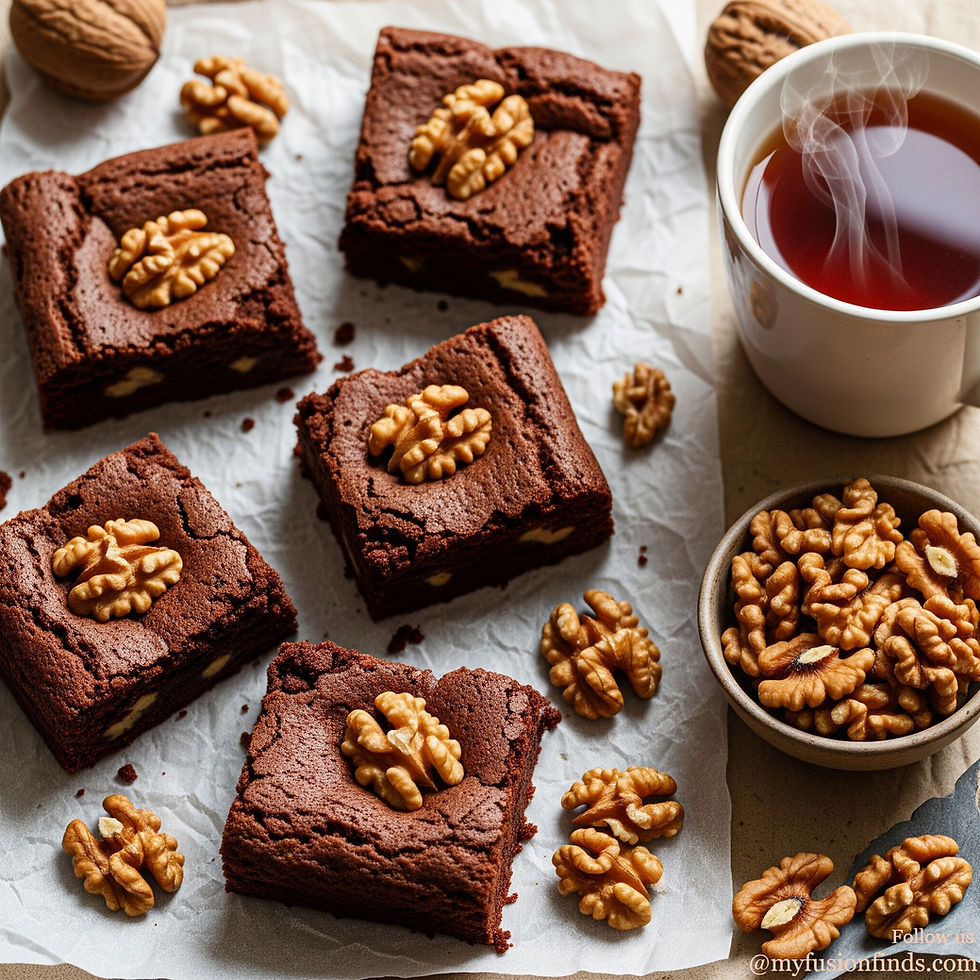 Eggless Walnut Brownies (classic nutty)