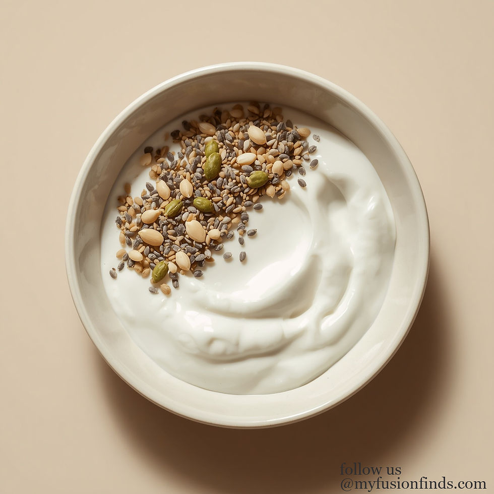Plain Greek Yogurt or Curd with Seeds