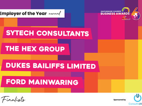 Dukes Shortlisted for Employer of the Year at the Staffordshire Chambers Business Awards 2026