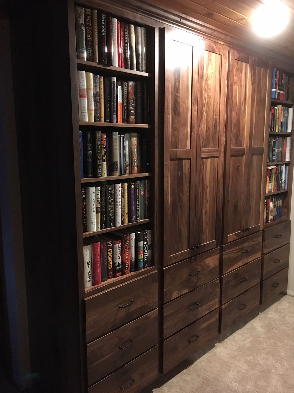 black walnut bookshelves