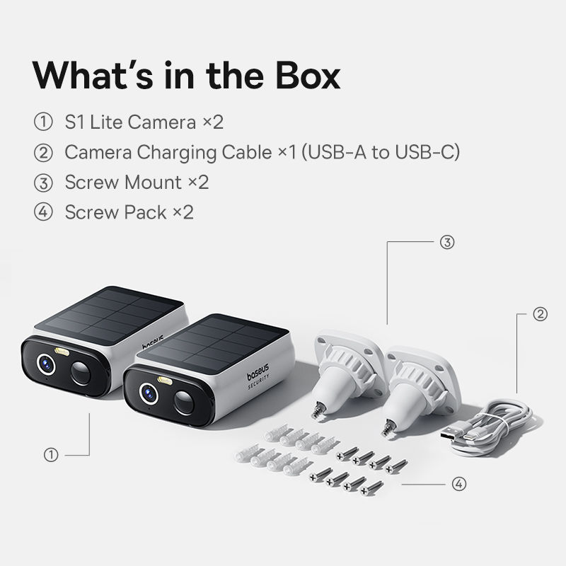 Miniatura: Baseus Security S1 Lite Solar Security Camera Wireless Outdoor Camera Continuous