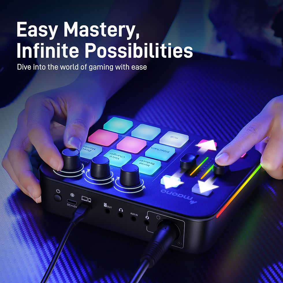 Miniatura: MAONO G1 NEO Gaming Audio Mixer,Custom Sound Effects RGB Streaming with XLR Micr
