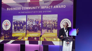 Community Impact Award stage view with Jeremy Vine