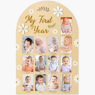 'My First Year' Daisy Monthly Milestone Wooden Board
