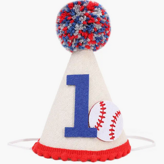 Baseball First Birthday Party Hat