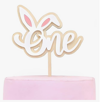 Bunny 'One' Wooden Cake Topper