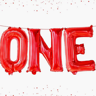 Red 'One' Balloon Banner