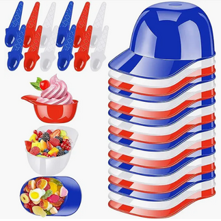 Baseball Hat Ice Cream Bowls with Spoons