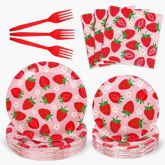 Strawberry Tableware Set for Birthday Party
