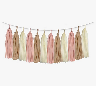 Cream, Pink White, Brown Tassel Garland