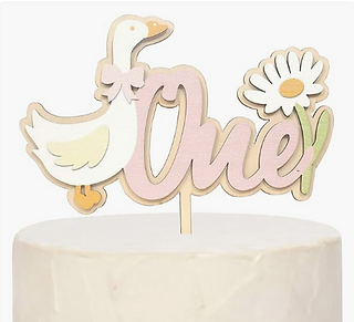 Goose 'One' Wooden Cake Topper for One Silly Goose Birthday Party