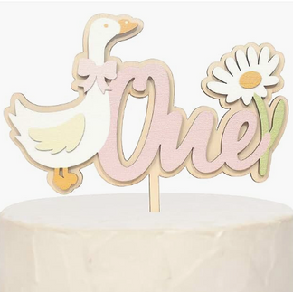 Goose 'One' Wooden Cake Topper for One Silly Goose Birthday Party