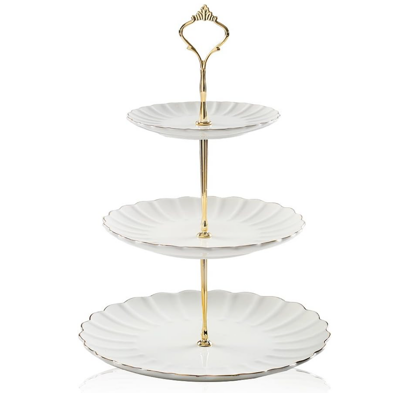White and Gold 3 Tier Cupcake Stand