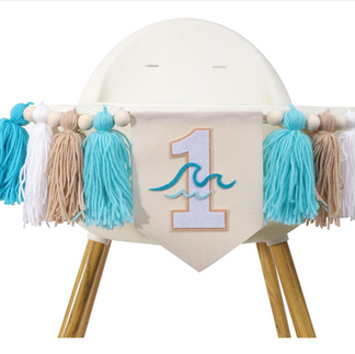 The Big One Surfer High Chair Garland
