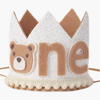 Bear 'One' Birthday Party Crown for First Birthday Party