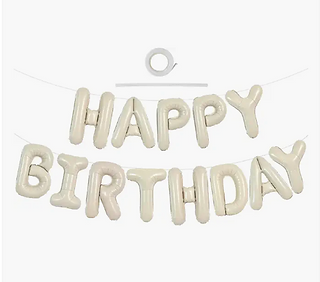 Cream Happy Birthday Balloon Banner