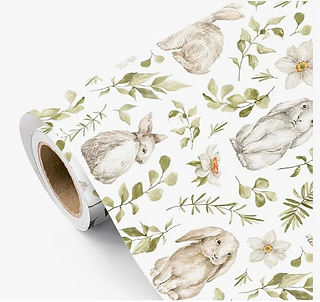 Bunny Wrapping Paper with Greenery