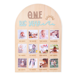 One Big Year Surfer Birthday Monthly Milestone Wooden Board for First Birthday