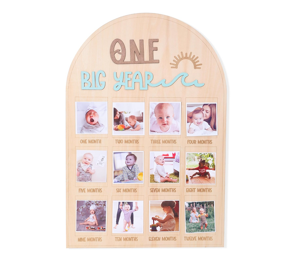 One Big Year Surfer Birthday Monthly Milestone Wooden Board for First Birthday