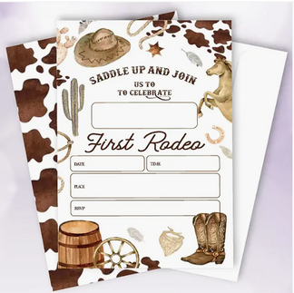 Cowboy First Rodeo Birthday Party Invitation
