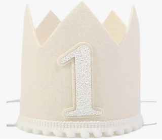 Cream '1' Birthday Crown