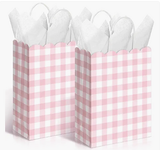 Pink Gingham Party Favor Bags