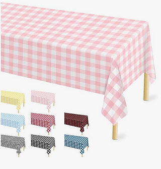 Pink Gingham Tablecloths for Some Bunny is One Birthday Party
