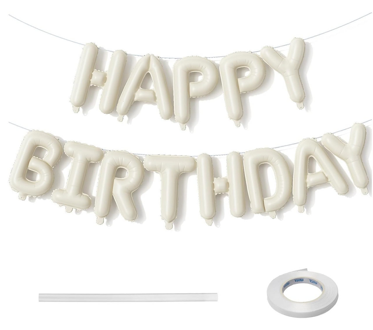 Cream Happy Birthday Balloons