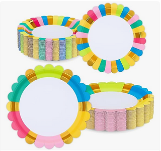 Scalloped Rainbow Plates for Fun to be One Birthday Party