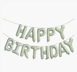 Sage Green Happy Birthday Balloon Banner