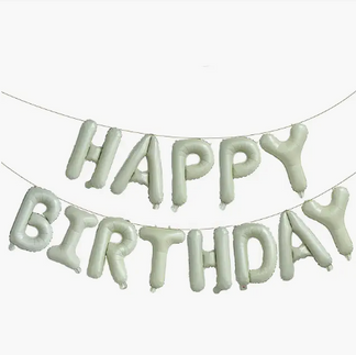 Sage Green Happy Birthday Balloon Banner