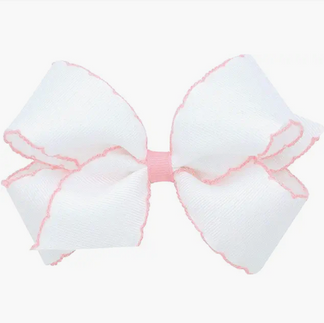 White Bow with Pink Edging 
