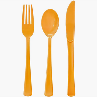Orange Plastic Silverware for Sun Birthday Party