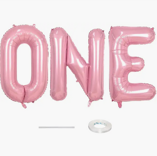 'ONE' Balloons in Pink 