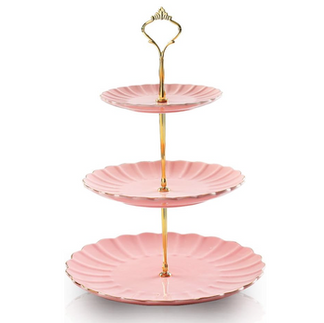 Pink Cupcake Stand with Gold Detailing