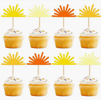Sun Cupcake Toppers for Birthday Party