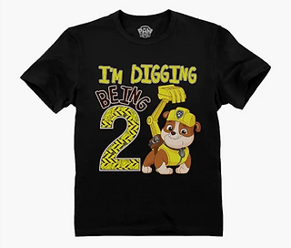 Paw Patrol Rubble 'I'm Digging Being 2' Toddler Birthday T-Shirt