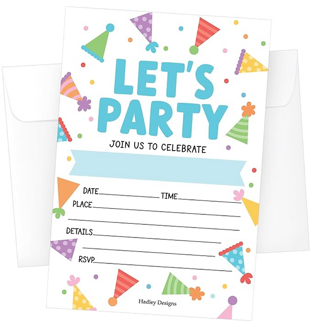 Let's Party Colorful Birthday Party Invitation